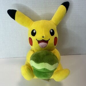 Pokemon Pikachu Plush Toy Holding Green Macaron Nintendo 2022 Easter Cupcake